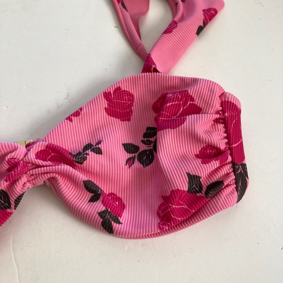 NWOT Anthropologie Beach Riot Pink Poppy Bikini Top Sz M - Picture 2 of 6